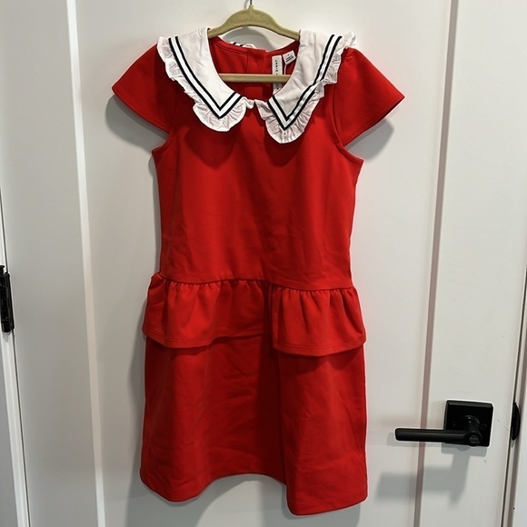 NWT Janie and Jack Girls Sailor Collar Ponte Dress Moto Red - Picture 2 of 8